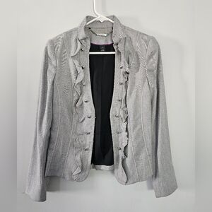 White House Black Market Gray Ruffled Blazer